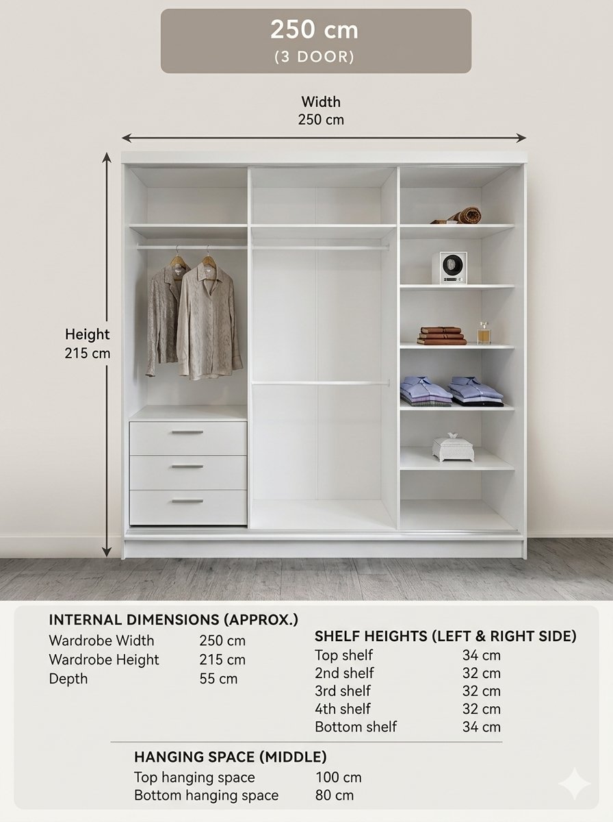 Internal Structure – 250cm (3 Door)